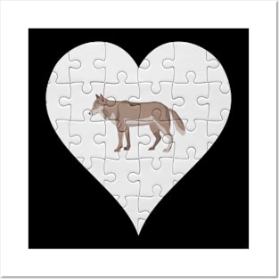 Jigsaw  Wolf Heart Design - Wild Animal Wolf Posters and Art